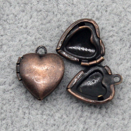 10 pcs Antique COPPER Filigree Locket Plain Heart Pendant Charm - 10x12mm - Brass Locket Pendant Charm - A43