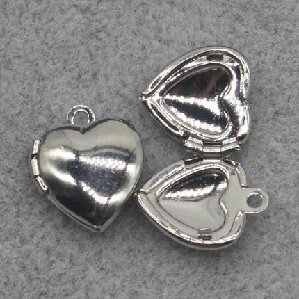 10 pcs Rhodium Plated Filigree Locket Plain Heart Pendant Charm - 10x12mm - Brass Locket Pendant Charm - A43