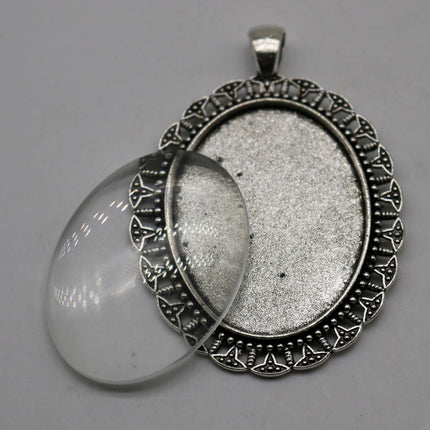 5 Glass Cabochons - 30x40mm - 6mm thickness - Oval Domed Magnifying Clear Glass Cabochon for Cameo Pendants, Photo Jewelry