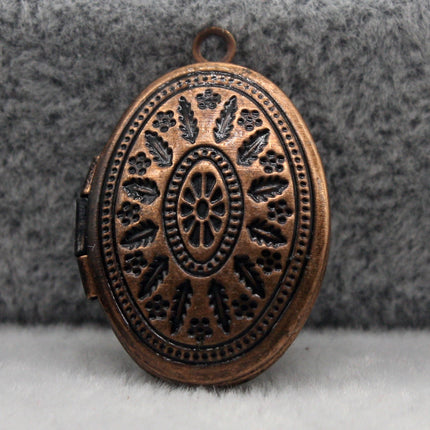 5 pcs Antique COPPER Filigree Locket Oval Pendant Maya Pattern Charm Dangle - 16x19mm - Locket Pendant Charm - B19