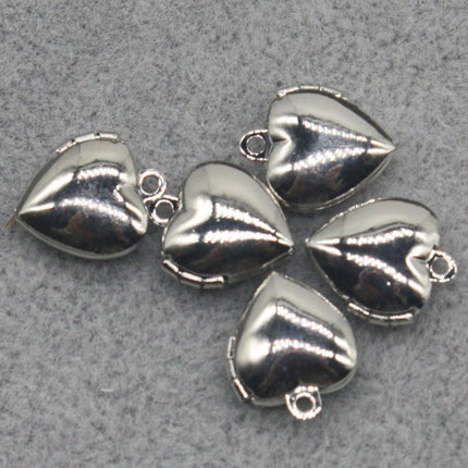 10 pcs Rhodium Plated Filigree Locket Plain Heart Pendant Charm - 10x12mm - Brass Locket Pendant Charm - A43