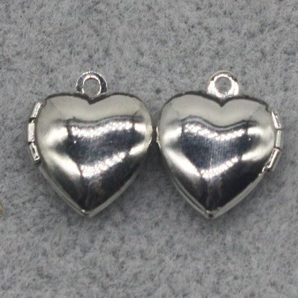 10 pcs Rhodium Plated Filigree Locket Plain Heart Pendant Charm - 10x12mm - Brass Locket Pendant Charm - A43