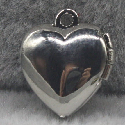 10 pcs Rhodium Plated Filigree Locket Plain Heart Pendant Charm - 10x12mm - Brass Locket Pendant Charm - A43