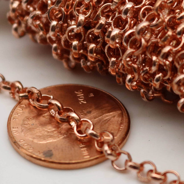 NEWnew 10 feet Copper Plated Rolo Chain bulk Chain, Copper SOLDERED Rolo Chain - 3.1mm Soldered Links - 3.1BL