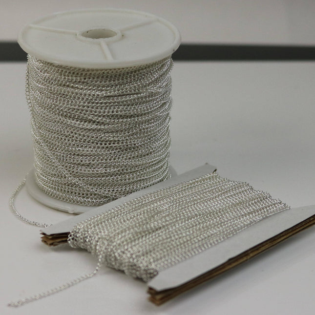 NEWnew 32 ft Sterling Silver Plated Solder LARGE Link Curb Chain  - 1.6mmx2.0mm SOLDERED Link - 1.6L
