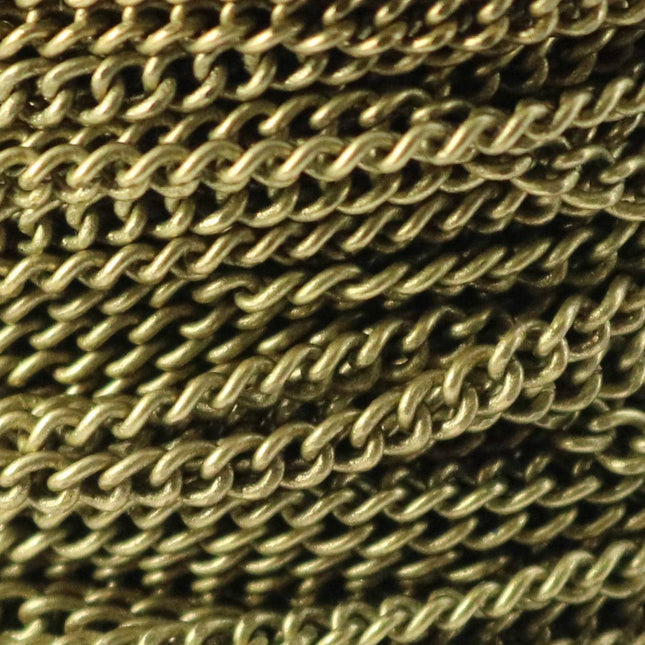 Sample 3 ft of Antique Brass Plated SOLDERED FACET sturdy Curb Chain - 2.7mm width Solder link - with Free Matching Jumpring (5pcs) - 2.7F