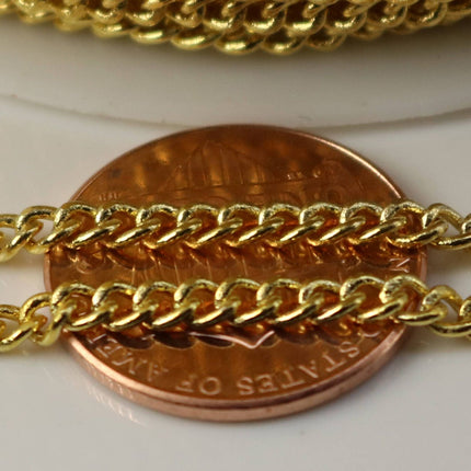 32 ft Gold Plated SOLDERED FACET sturdy Chunky Curb Chain - 2.7mm width Solder link - with Free Jumpring (50pcs) - 2.7F