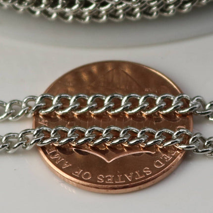 10 feet of Rhodium Plated SOLDERED FACET sturdy Chunky Curb Chain - 2.7mm width Solder link - with Free Jumpring (10 pcs) - 2.7F