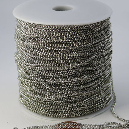 10 feet of Rhodium Plated SOLDERED FACET sturdy Chunky Curb Chain - 2.7mm width Solder link - with Free Jumpring (10 pcs) - 2.7F