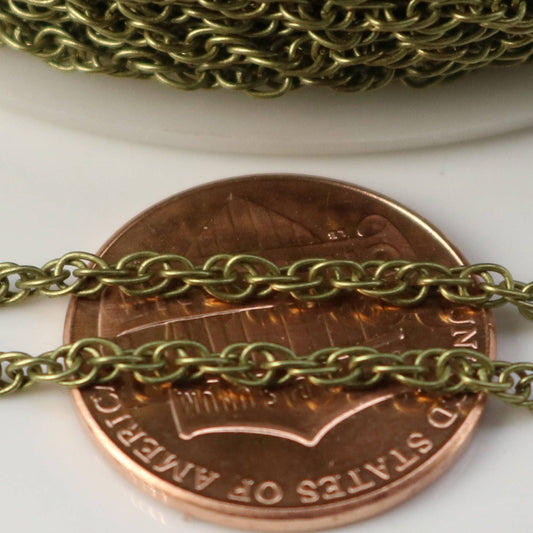 NEWnew 10 feet spool of Antique Brass Plated SOLDERED ROPE Twisted Curb Chain - 2.0mm width Solder link -with Free Matching Jumpring (10pcs)