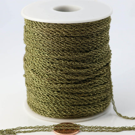 NEWnew 10 feet spool of Antique Brass Plated SOLDERED ROPE Twisted Curb Chain - 2.0mm width Solder link -with Free Matching Jumpring (10pcs)