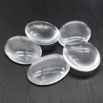 Pendant BEZELS with GLASS Magnifying OVAL Domes Cabochon - 5 sets 10 pcs  - for 30x40mm Cabochon - Antique Silver Bezel and Glass Cabochon