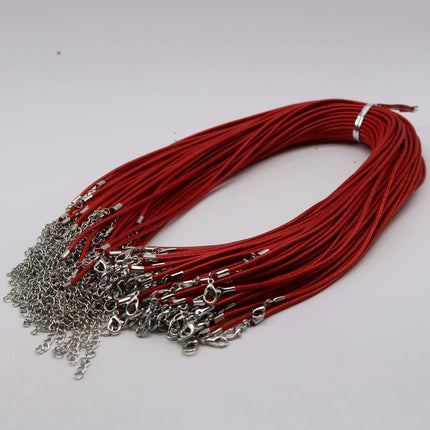 1/5/10/25/50/100pcs 1.5mm/2.0mm 18-20 inch adjustable compressed cotton quality necklace cord - Red