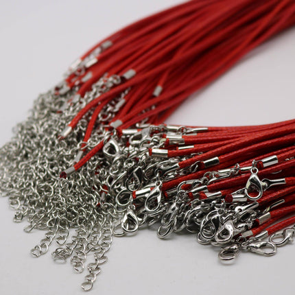 1/5/10/25/50/100pcs 1.5mm/2.0mm 18-20 inch adjustable compressed cotton quality necklace cord - Red