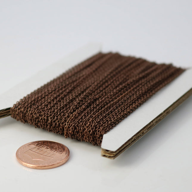 Antique Copper Chain Bulk, 10 ft of Tiny Round SOLDERED Chain Cable Chain 1.6x1.4mm- Free Jump Rings 10 pcs Dainty Delicate - 1614S