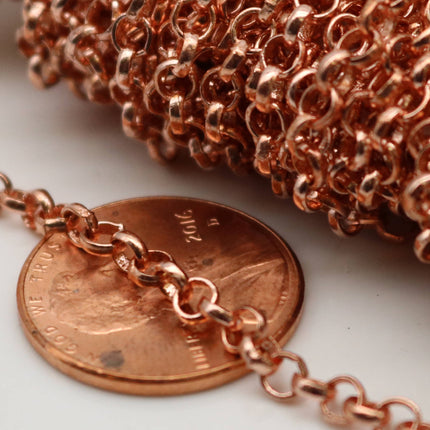 NEWnew 100 feet Copper Plated Rolo Chain bulk Chain, Copper SOLDERED Rolo Chain - 3.1mm Soldered Links - 3.1BL