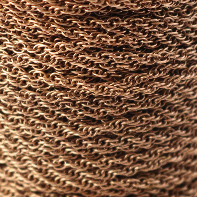 NEWnew 32 feet spool of Antique Copper Plated SOLDERED ROPE Twisted Curb Chain - 2.0mm width Solder link -with Free Matching Jumpring(50pcs)