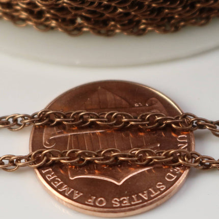 NEWnew 32 feet spool of Antique Copper Plated SOLDERED ROPE Twisted Curb Chain - 2.0mm width Solder link -with Free Matching Jumpring(50pcs)