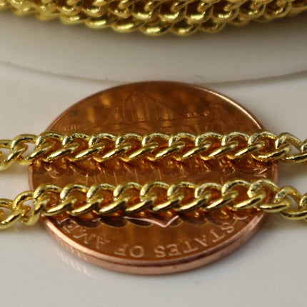 100 ft Gold Plated SOLDERED FACET sturdy Chunky Curb Chain - 2.7mm width Solder link - with Free Jumpring (100 pcs) - 2.7F