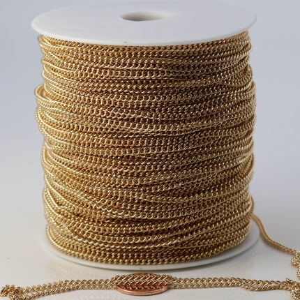 100 ft Champagne Gold (Pinky Gold) Plated SOLDERED FACET sturdy Chunky - 2.7mm width Solder link - w Free Jumpring (100 pcs) - 27CURB