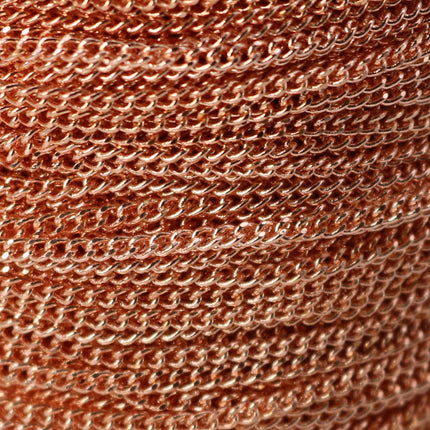 10 feet spool of Copper (Bright Copper) Plated SOLDERED FACET Curb Chain - 2.3mm Solder link - with Free Jumpring (10 pcs) - 2.3F
