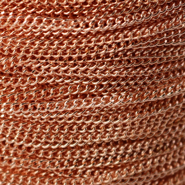 10 feet spool of Copper (Bright Copper) Plated SOLDERED FACET Curb Chain - 2.3mm Solder link - with Free Jumpring (10 pcs) - 2.3F