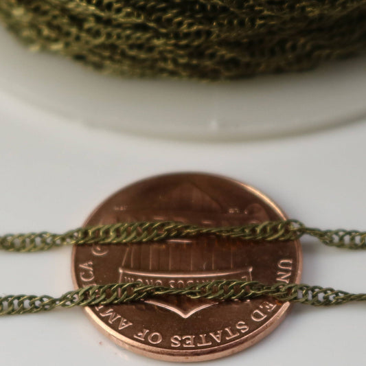 NEWnew 100 ft spool of Antique Brass Plated SOLDERED TWIST Twisted Rope Curb Chain - 1.8mm width Solder link - w Free Jumpring (100 pcs)