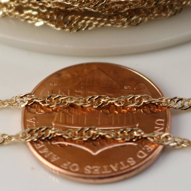 100 ft of Champagne Gold (Pinky Gold) Plated SOLDERED TWIST Twisted Rope Curb Chain - 1.8mm width Solder link - w Free Jumpring (100pcs)