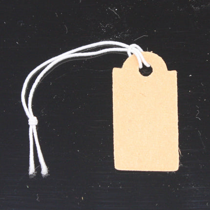 50/100/250/500 pcs of Jewelry - 1/2" x 1" - 13 x 26 mm - Brown/White - Pre-strung Tags Elastic String - Price Hang Tag ID Label