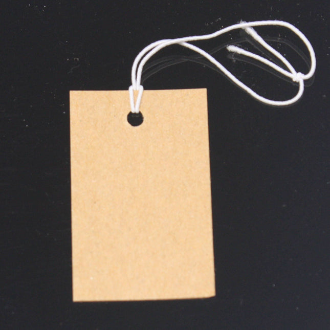 50/100/250/500 pcs of Jewelry - 15/16" x 1 7/16" - 23 x 37 mm - Brown/White - Pre-strung Tags Elastic String - Price Hang Tag ID Label