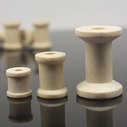 50 pcs 1/2" x 1/2" Small Unfinished Wood Wooden Spools - Empty Storage Roll - Thread Cord Roll String Wire Bobbin - 13 x 13mm Wooden Spools