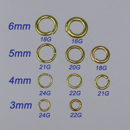 Wholesale Lot 2000 RAW Brass Bronze Jump Rings Jumprings - 6mm 16 Gauge 16G (1.2mm) - Clean Edge Cut Saw Cut Jumprings