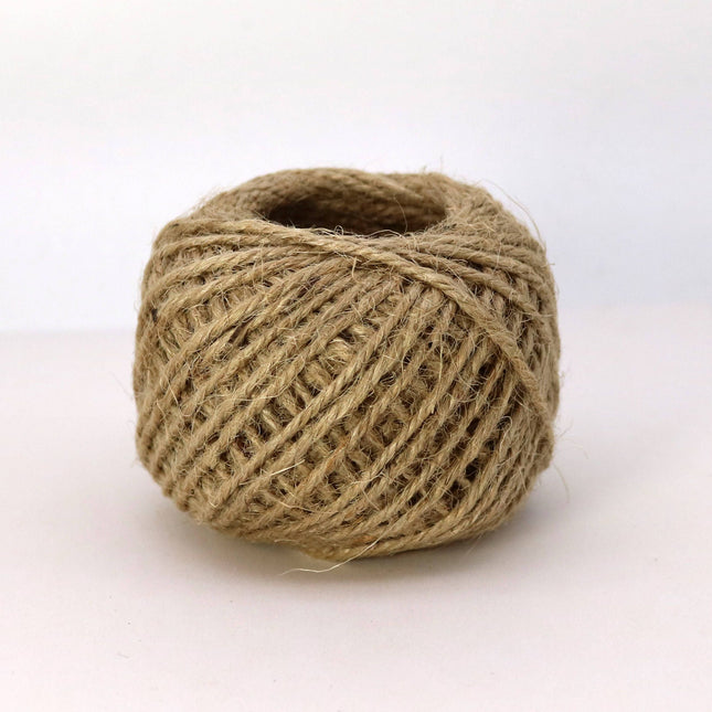 50 Yds - Natural / Brown Twisted Jute Twine - 2mm 2 Ply Premium Twine - Craft Bulk String Rope Cording
