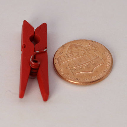 100 pcs 1 1/8" 30mm Red Wood Wooden Clip - Craft Clothes Pins - For Scrapbooking Fridge Magnets