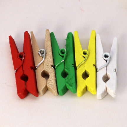 100 pcs 1 1/8" 30mm Red Wood Wooden Clip - Craft Clothes Pins - For Scrapbooking Fridge Magnets