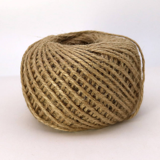 50 Yds - Natural / Brown Twisted Jute Twine - 2.5mm 3 Ply Premium Twine - Craft Bulk String Rope Cording