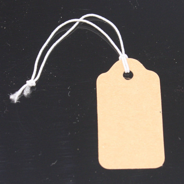 50/100/250/500 pcs of Jewelry - 3/4" x 1 5/16" - 19 x 33 mm - Brown/White - Pre-strung Tags Elastic String - Price Hang Tag ID Label