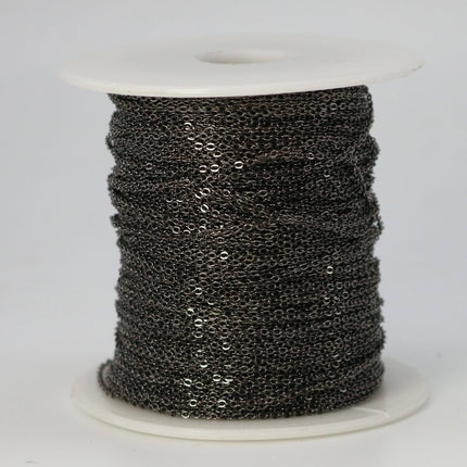 300 feet Gunmetal Plated Micro Flat Chain - 1.5x1.2mm SOLDER Chain - little Small Flat Soldered Cable - 1512F