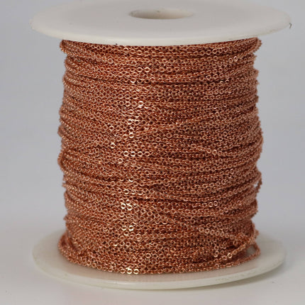 32 Ft. Non Tarnish Flat Cable Chain - Copper Micro Flat Chain - 1.5x1.2mm SOLDER - little Anti Tarnish Free Resistant Cable - AT1512F