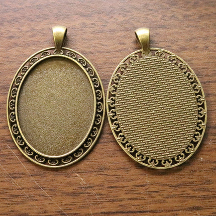 5 pcs Oval Antique Brass Bezel - for 30x40mm - Oval Pendant Blank Bezel for Cabochon Cameo Pendants, Photo Jewelry - T154