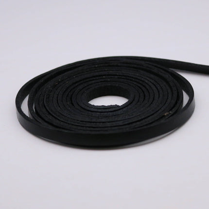 3/16 inch 5mm x 84" Black Genuine Leather Strap - Premium Quality Real Leather - 7 Feet Long - 3/16 Inch / 5mm Flat Strip