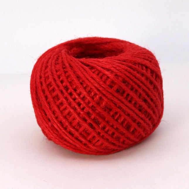 50 Yds - Red Twisted Jute Twine - 2mm 2 Ply Premium Twine - Craft Bulk String Rope Cording - Gift Wrap, Packaging - 8