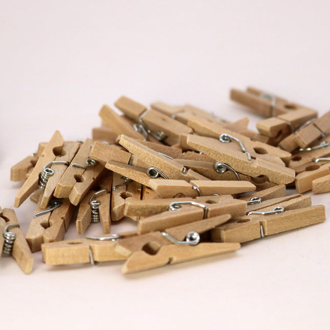 100 pcs 1 1/8" 30mm Unfinished Wood Wooden Clip - Craft Clothes Pins - For Scrapbooking Fridge Magnets