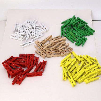100 pcs 1 1/8" 30mm Unfinished Wood Wooden Clip - Craft Clothes Pins - For Scrapbooking Fridge Magnets