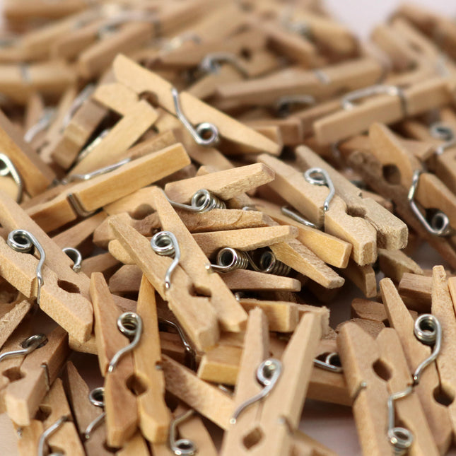 100 pcs 1 inch  25mm Unfinished Wood Wooden Clip - Craft Clothes Pins - For Scrapbooking Fridge Magnets