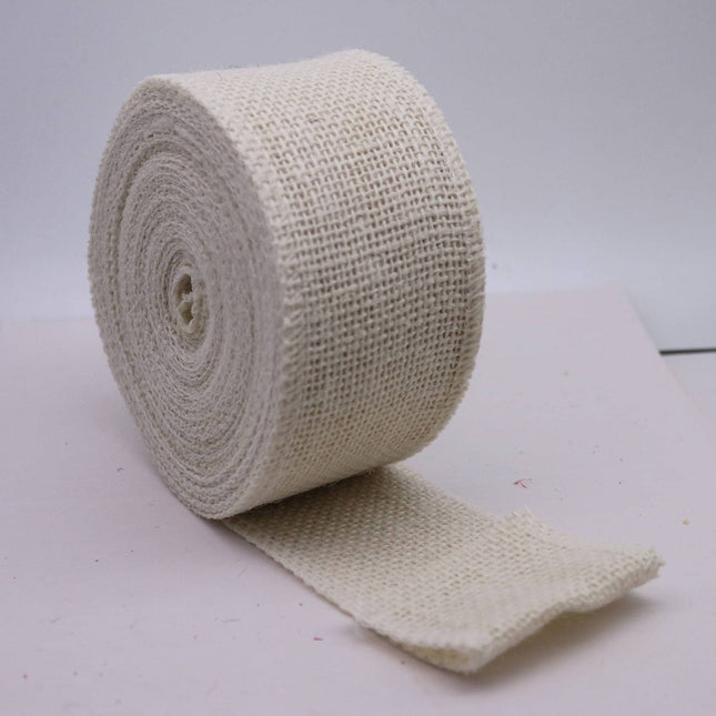 32 feet of 2 3/8"/ 6cm Burlap Ribbon - 10 Meter/10.93 Yards/32.8 feet - Finished Edge - White Color - 100% Natural Jute Burlap Ribbon
