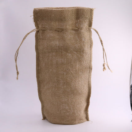 3 pcs of Burlap Wine Bag - 14" x 5" (35cm x 14cm) Natural Jute Burlap Bags - HEMP Bags Jute Bag - Jute Drawstring for Showers Weddings