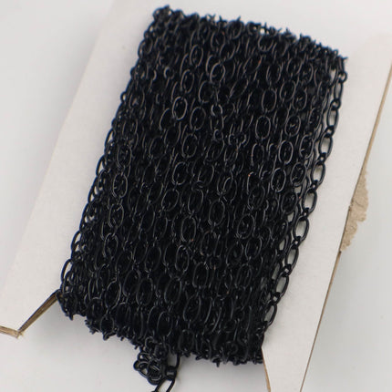 Sample Lot 3 feet spool of Long and Short (1 and 1) Chain SOLDERED Chain Necklace Bracelet Black Chain - 6x3mm 4x3mm Soldered 3429LS11