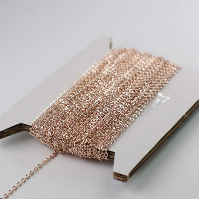 New 10 feet of ROSE Gold Flat Chain - 2.4x1.7mm SOLDER Cable Chain - Rose Gold Plated little Oval Flat Soldered Cable Chain -  - 2417F