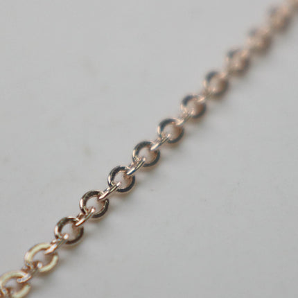 Sample 3 ft of ROSE Gold Flat Chain - 2.4x1.7mm SOLDER Cable Chain - Rose Gold Plated little Oval Flat Soldered Cable Chain - 2417F